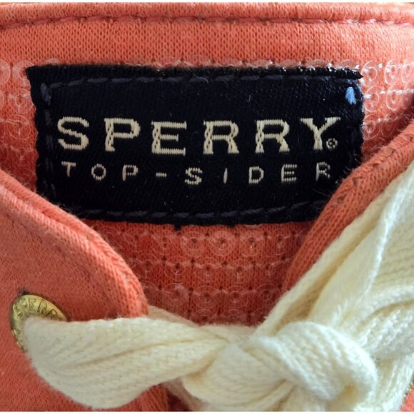 Women's Sperry Top Siders Coral Clear Sequins Size 9M 2 Eye Tie Preowned - Picture 7 of 9